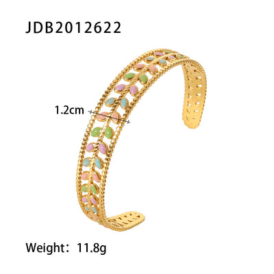 Gold-plated Stainless Steel Bracelet with Zirconia