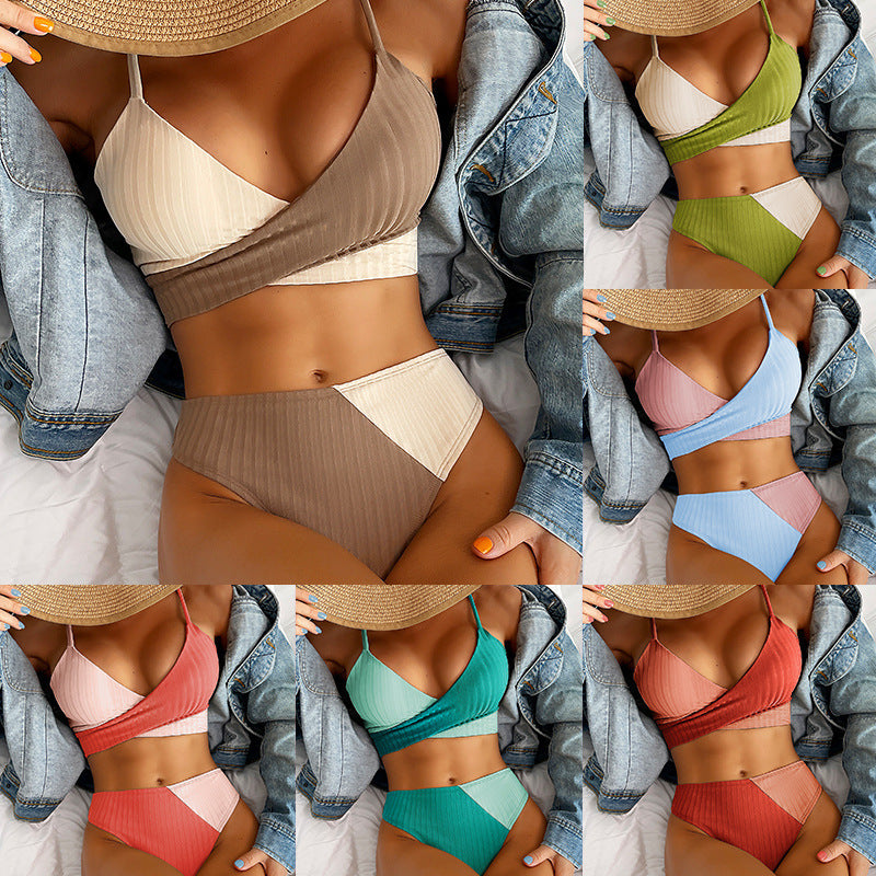 Patchwork Knot Back Bikini