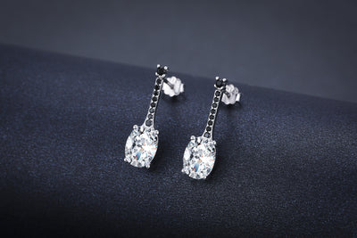 All-match Oval Zircon Copper-plated Earrings