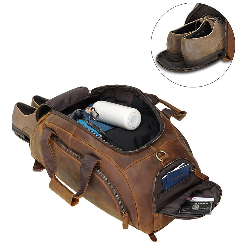 Men's Retro Cowhide Outdoor Large Capacity Travel Bag