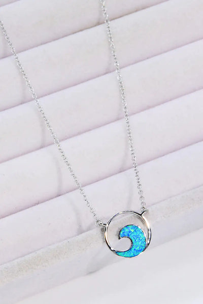 Opal Wave Pendant Necklace