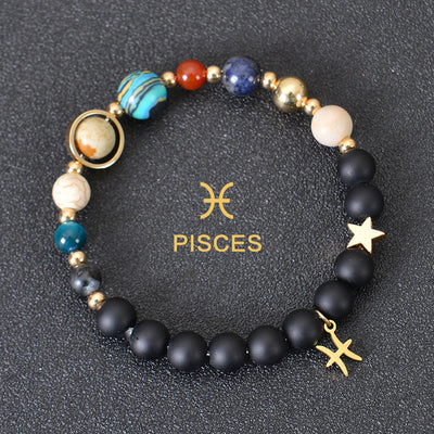 Eight Planets Twelve Constellations Frosted Stone Beaded Bracelet