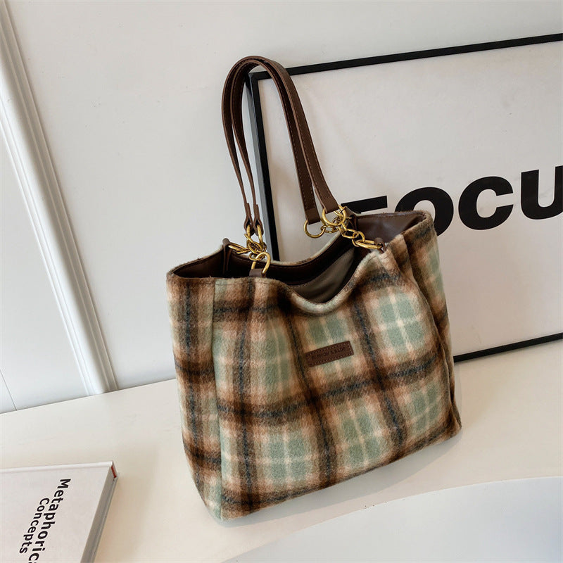 Fashion Personality Plaid Tote Bag for Women