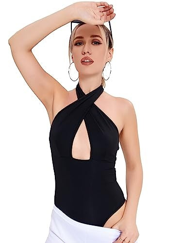 Hollow Back Halter Solid Color Jumpsuit