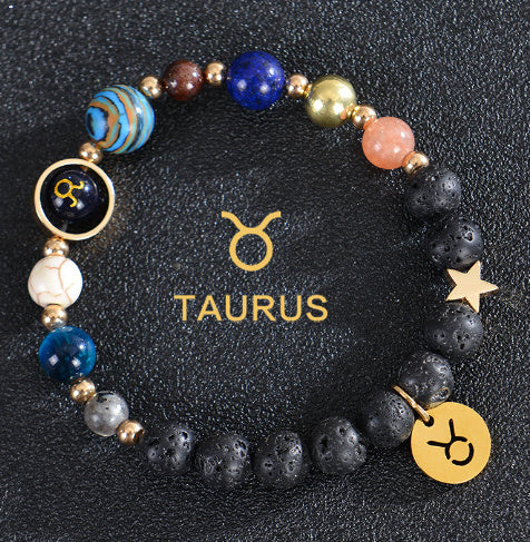 Eight Planets Twelve Constellations Frosted Stone Beaded Bracelet