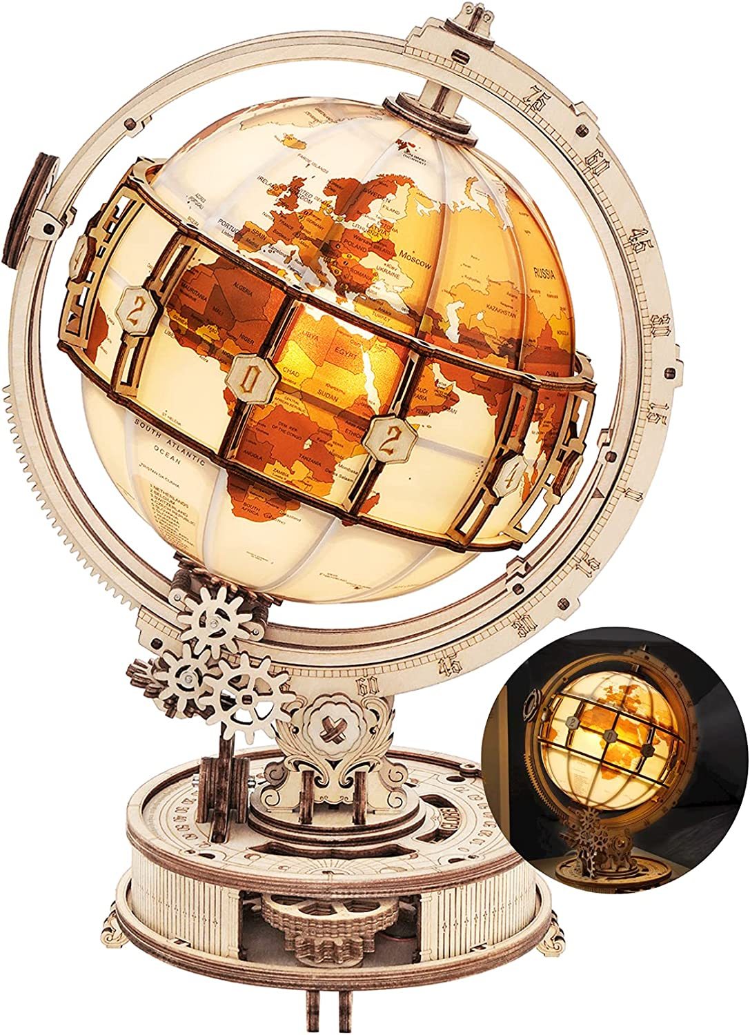 Luminous 3D Globe 180PCS Wooden Model