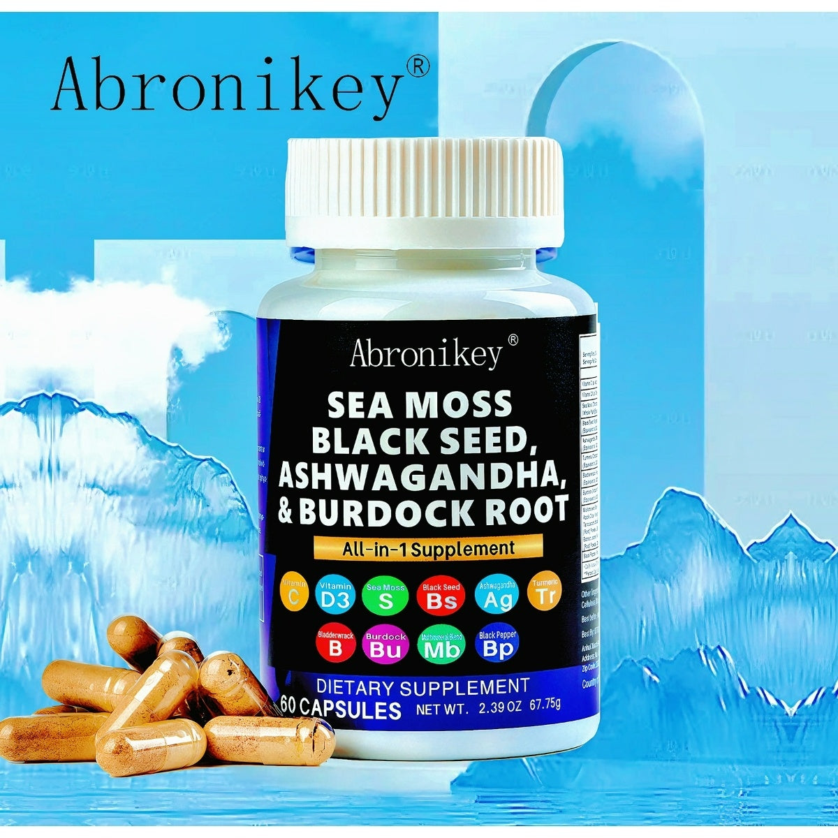 Abronikey Sea Moss 60 Capsules, Immune Support & Digestive Health