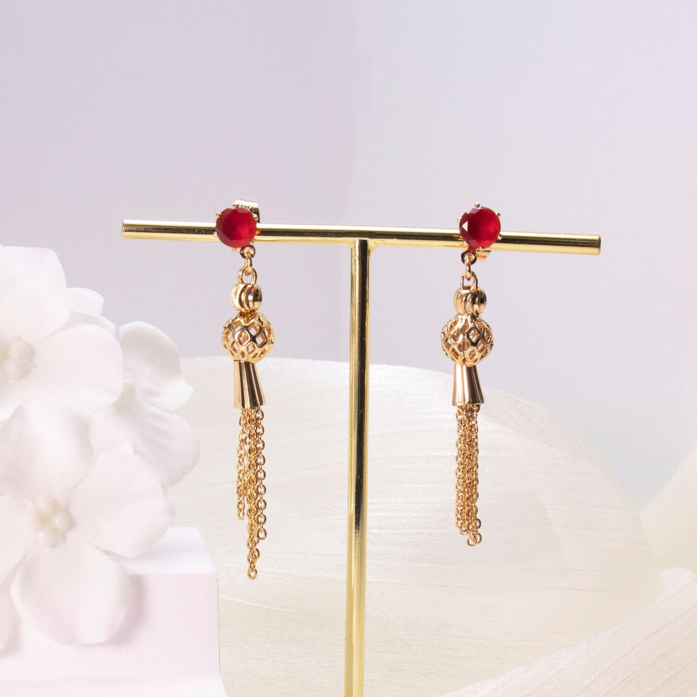 Gold-plated Diamond Tassel Eardrops Earrings