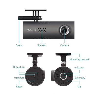 Car Dash Smart WiFi DVR 130 Degree Wireless Dashcam 1080P FHD Night Version G-Sensor Driving Recorder