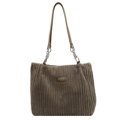 Retro Large Capacity Corduroy Shoulder Tote Bag