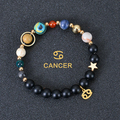 Eight Planets Twelve Constellations Frosted Stone Beaded Bracelet