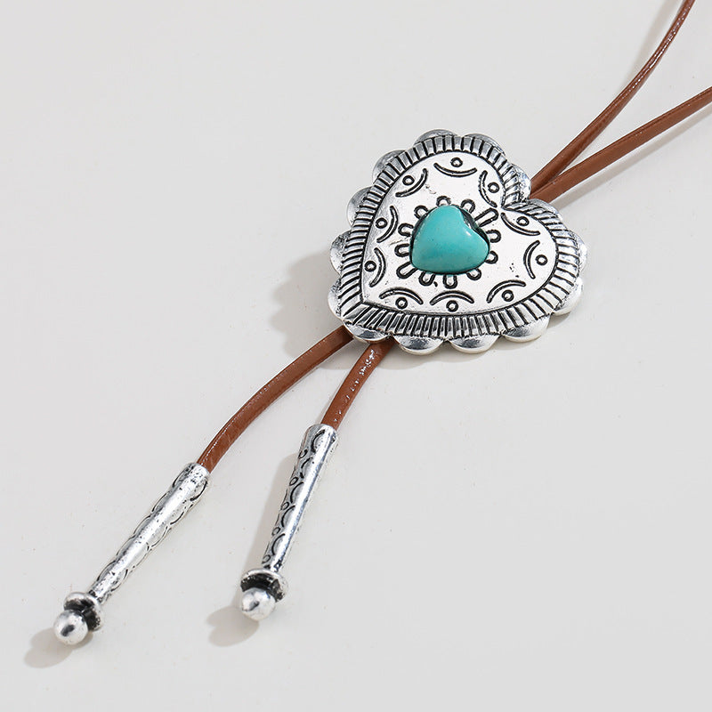 European and American Retro Turquoise Cross Necklace