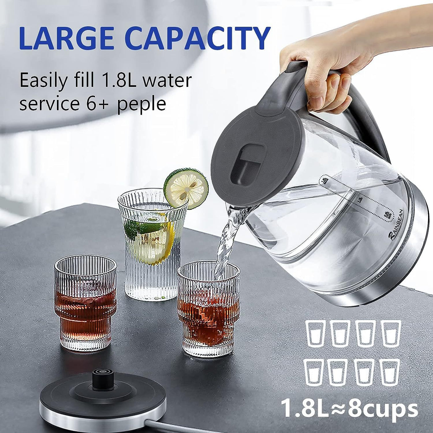 Electric Kettle Water Boiler, 1.8L Electric Tea Kettle