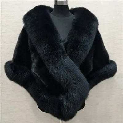 Imitation Mink Fox Fur Cape Coat Plus-sized Dress Shawl