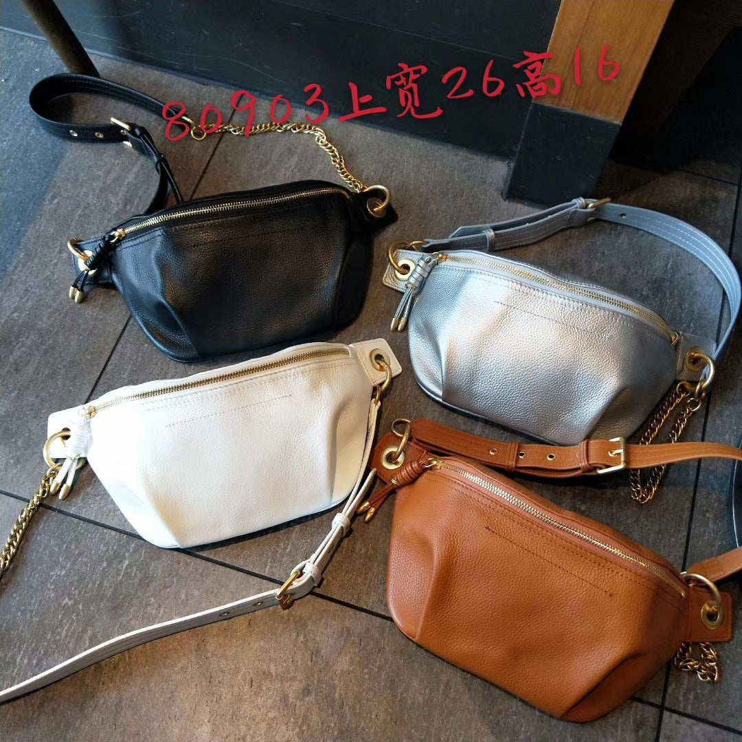 Trendy Top Layer Cow Leather Wide Shoulder Strap Messenger Bag