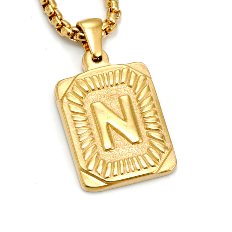 Men's Pendant Gold-plated 18K Titanium Steel Letter Necklace