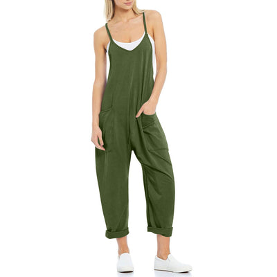 Women's Pocket Spaghetti Straps Knitted Jumpsuit