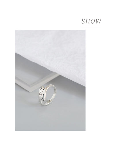 English Letter Hollow Belief Fashion Ring