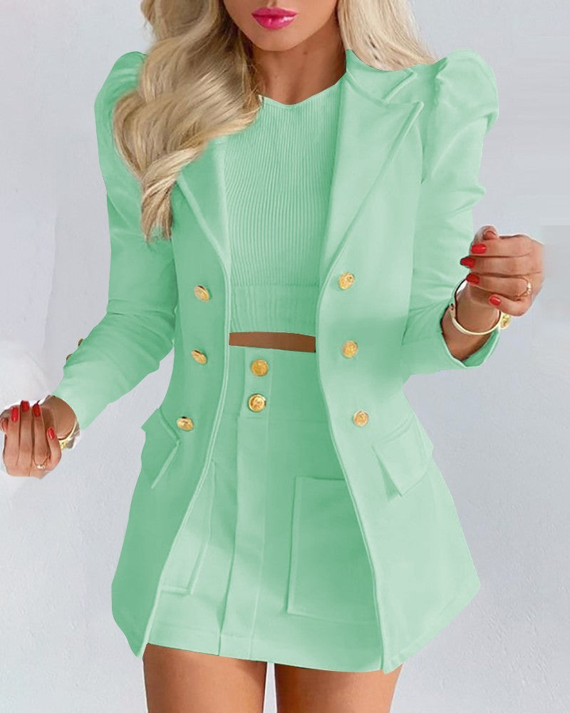 Women's Fashion Solid Color Casual Suit