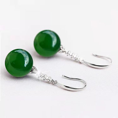 Elegant Silvering Earrings Chalcedony Green Agate