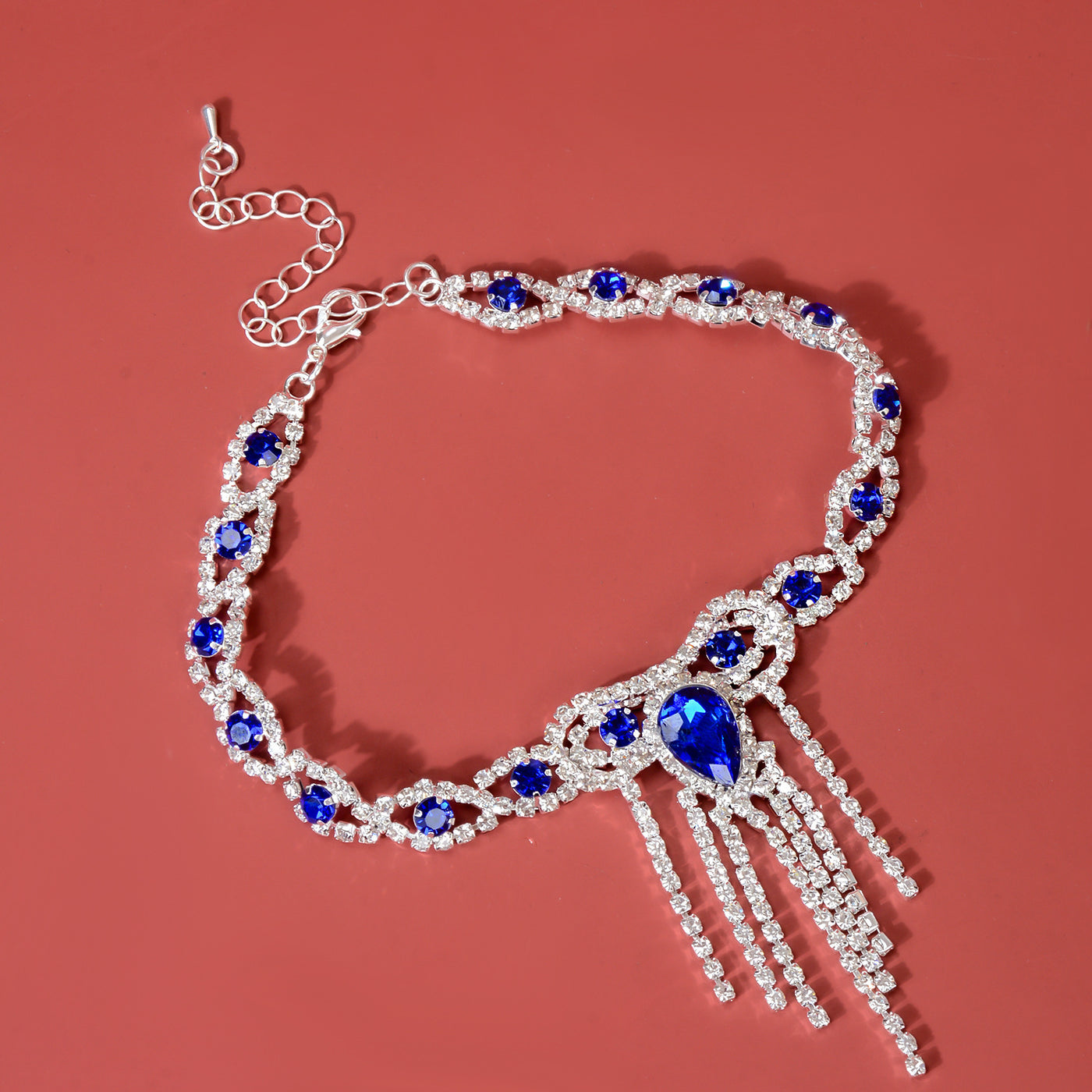 Fashion Style Tassel Blue Rhinestone Anklet