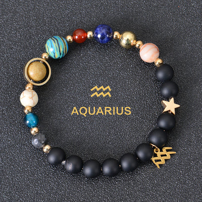 Eight Planets Twelve Constellations Frosted Stone Beaded Bracelet