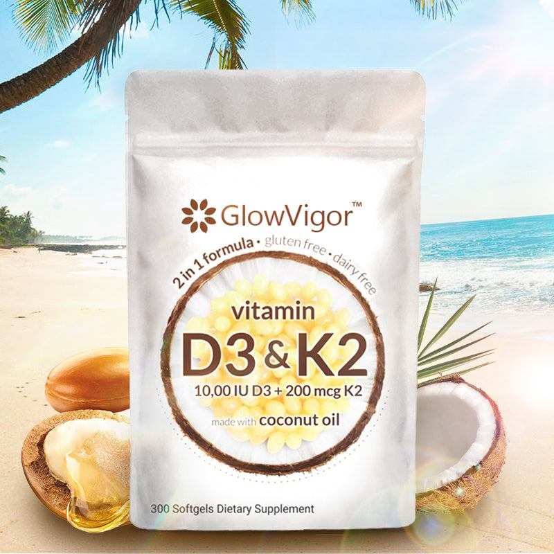 GlowVigor 2-in-1 Vitamin D3 K2 Supplement Softgel - 300 Pcs