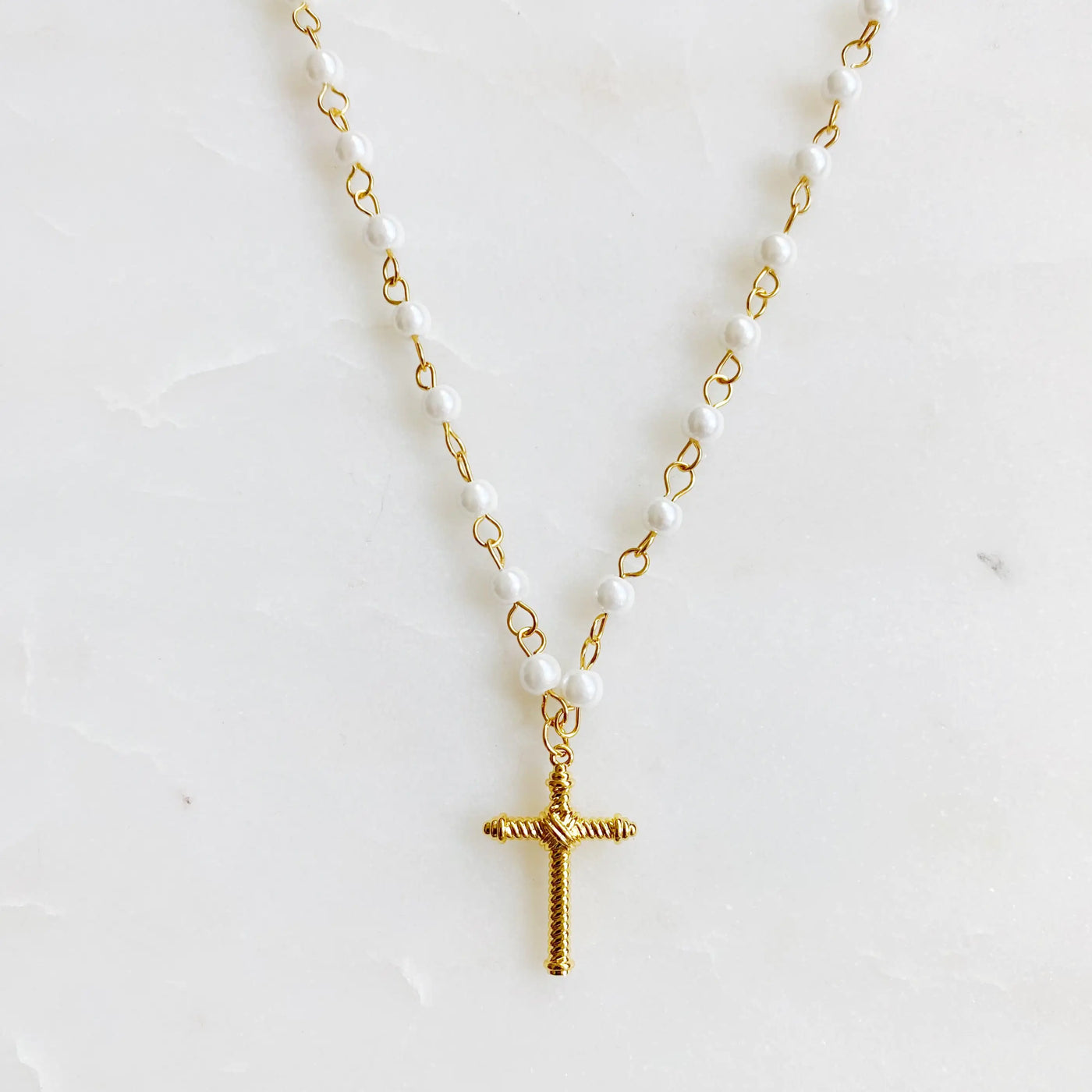 Cabled Cross Pendant Necklace