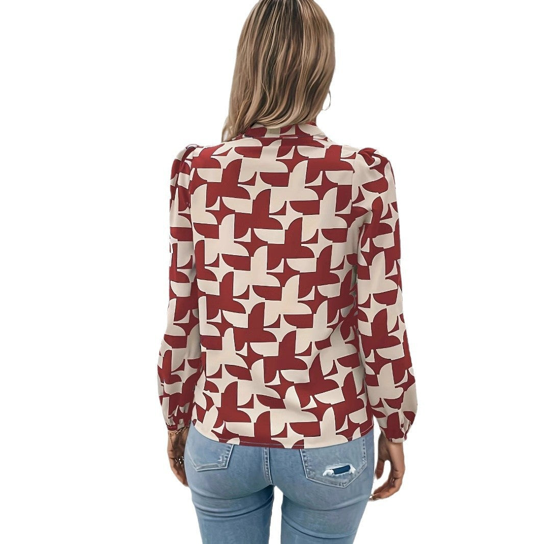 Women's Commuting Fashion V-neck Printed Pullover