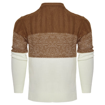 Men's Casual Color Sleeve Cable Knit Pullover