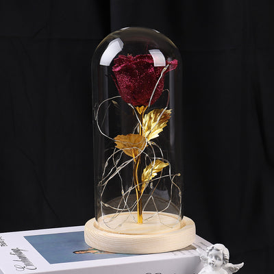 Valentines' Day Gift Eternal Rose Flowers LED Light in Glass Cover