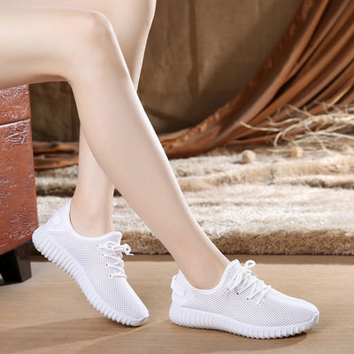 Women's Summer Mesh Shoes Flat Hollow Sneakers