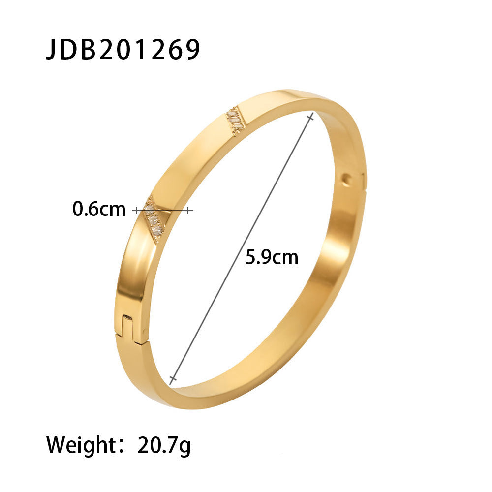 Gold-plated Stainless Steel Bracelet with Zirconia