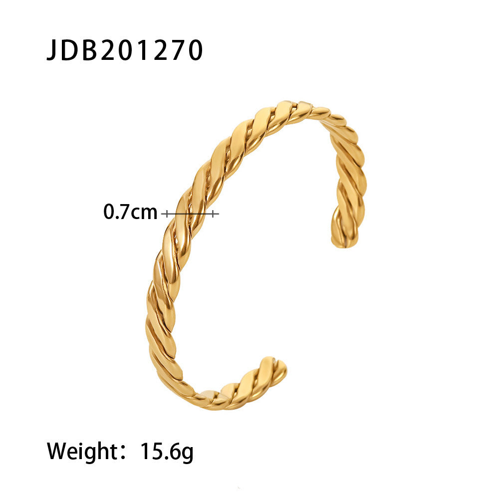 Gold-plated Stainless Steel Bracelet with Zirconia