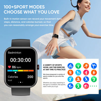 Big Screen Smart Sports Watch Bluetooth Call AI Intelligent Voice Assistant