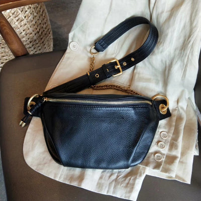 Trendy Top Layer Cow Leather Wide Shoulder Strap Messenger Bag