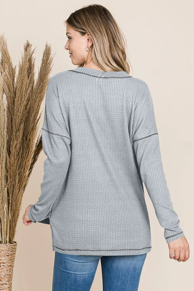 Reborn J Long Sleeve V-neck Top