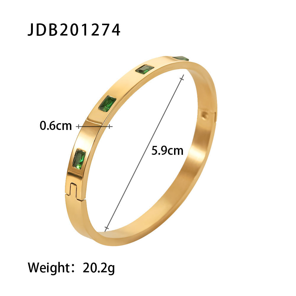 Gold-plated Stainless Steel Bracelet with Zirconia