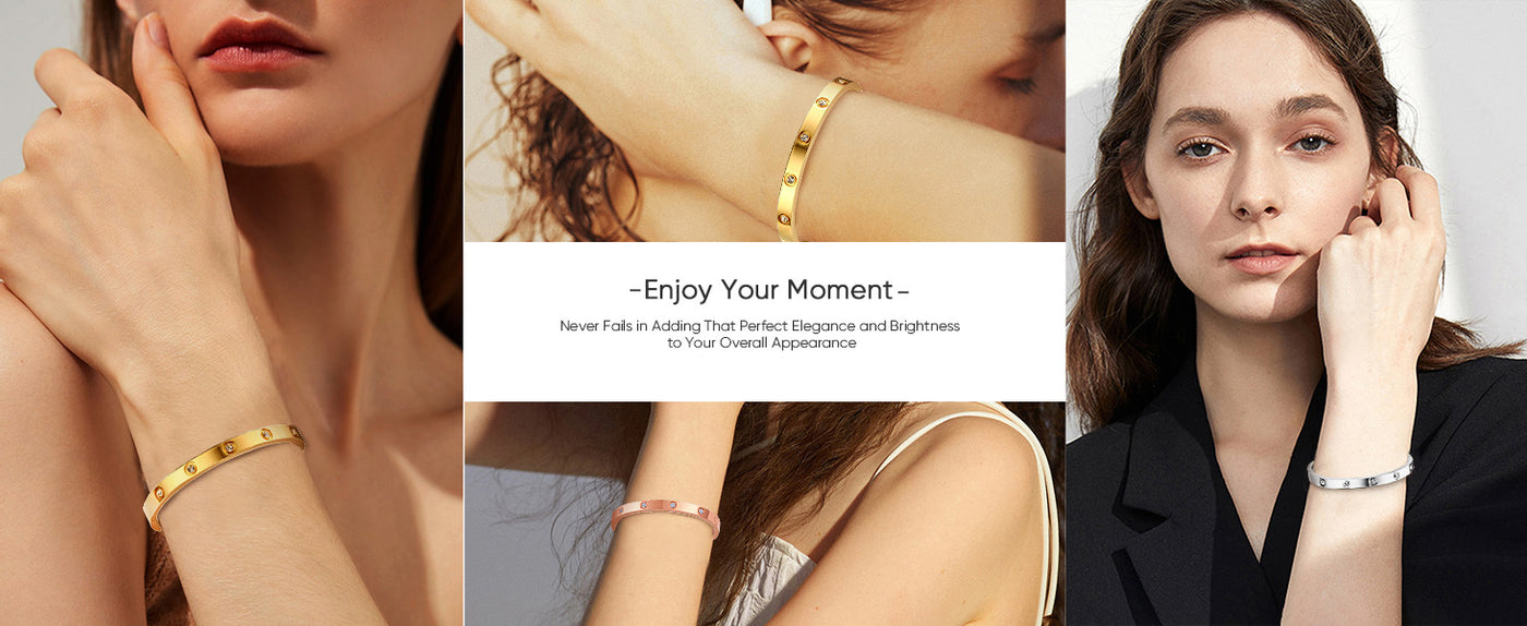 14K Gold Plated Friendship Love Bangle Bracelet