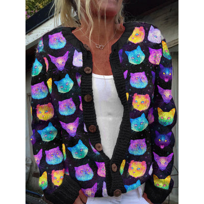 Women's Digital Print Knitted Cardigan