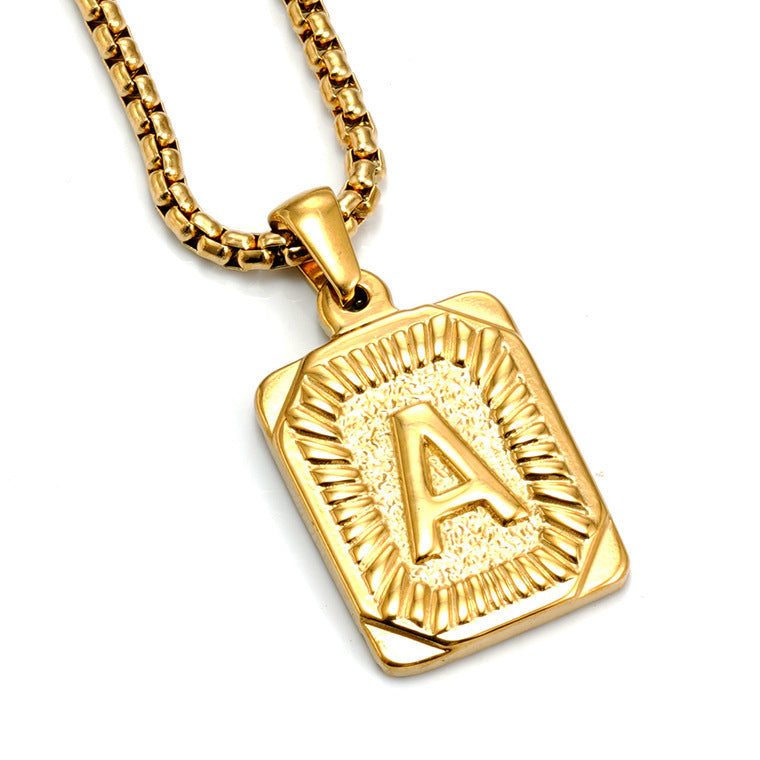 Men's Pendant Gold-plated 18K Titanium Steel Letter Necklace