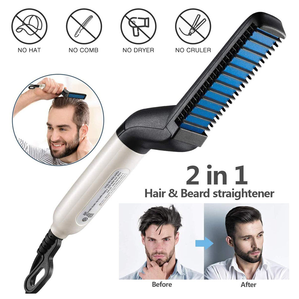 Electric Hair Straightener Brush, Detangling, Multifunctional Beard and Hair Curling Curler