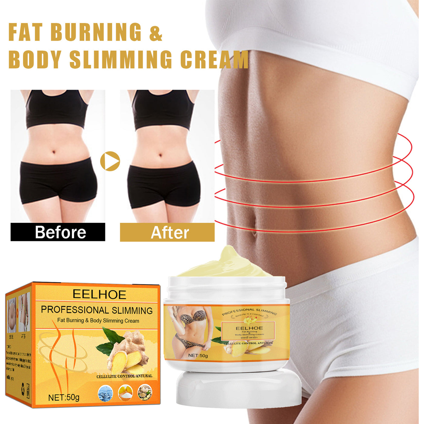 EELHOE Ginger Slimming Fat Burning Body Weight Loss Cream