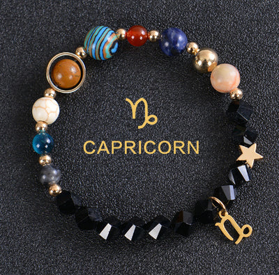 Eight Planets Twelve Constellations Frosted Stone Beaded Bracelet