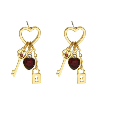 Luxury Love Earrings with Rhine Stone Lock Series Diamond Lock-shaped Earrings