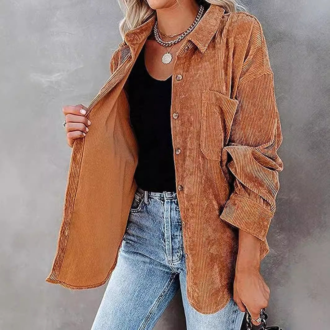 Loose Casual Corduroy Shirt Jacket