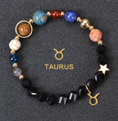 Eight Planets Twelve Constellations Frosted Stone Beaded Bracelet