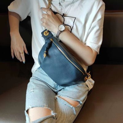 Trendy Top Layer Cow Leather Wide Shoulder Strap Messenger Bag