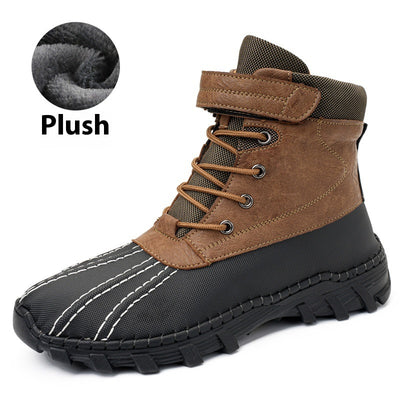 Winter Fleece Lace-up Snow Boots, Waterproof and Anti-slip