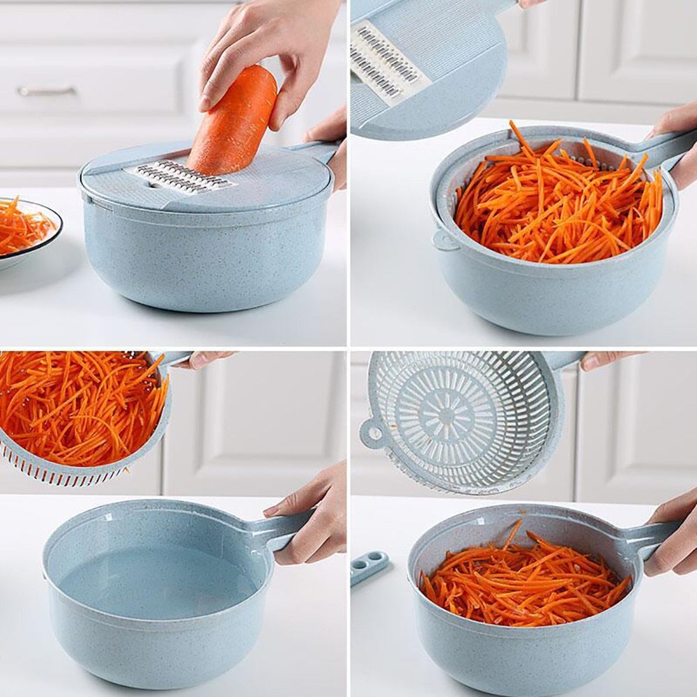 8-in-1 Mandoline Slicer, Vegetable Slicer, Potato Peeler, Carrot/Onion Grater with Strainer, Vegetable Cutter Kitchen Accessory